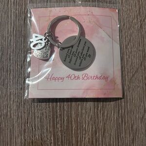 40th birthday Keychain with Heart and Round Charms